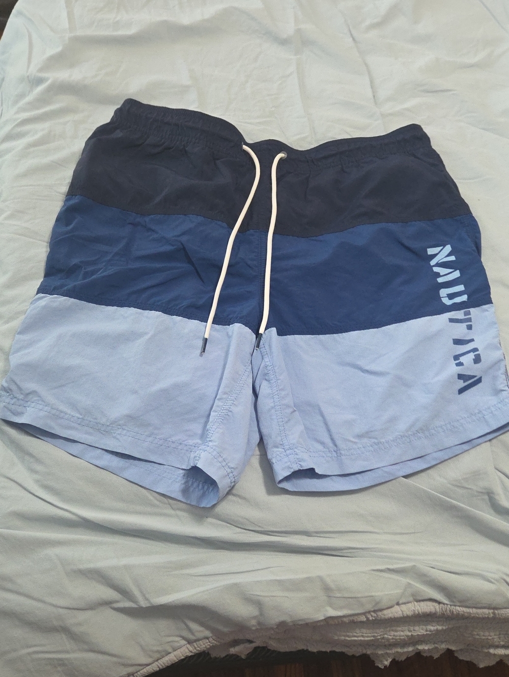 Nautica Men's Three-Tone Blue Colorblock Swim Shorts